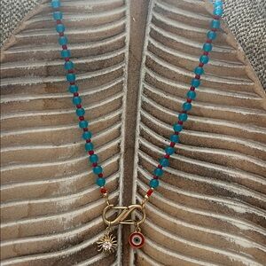❣️Mayamar Gold Sun Beaded Evil Eye Charm Necklace NEW